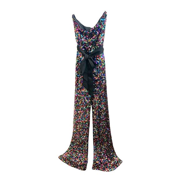 Aakaa Fully sequined Multicolor Jumpsuit Straplees sz Sm STUNNING!!! - Picture 4 of 12